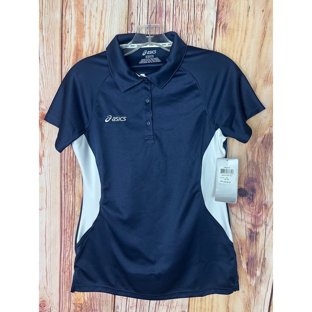 ASICS Corp Navy Blue Polo Shirt Women's Size Small MSRP $46 NWT